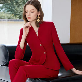 IWY/红色职业西装套装女秋季修身显瘦高级感职场通勤正装工作服25CP830