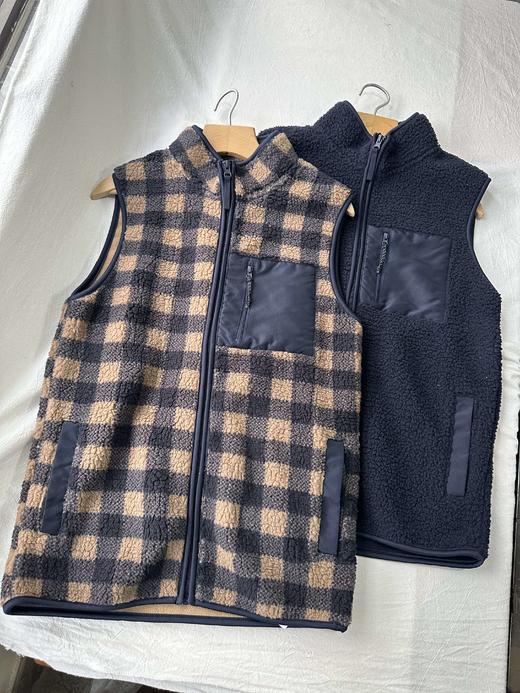 贝壳三 摇粒绒贴布口袋立领背心蓄热保暖叠穿双面绒背心C120524 商品图0