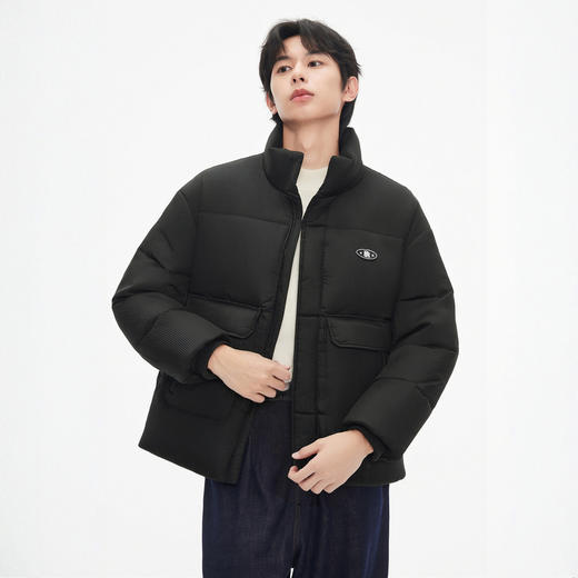 gxg.jeans男装 黑色肌理感宽松休闲短款立领羽绒服外套 25冬热卖 商品图1
