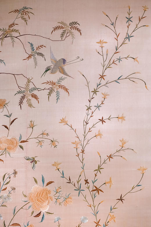 独角鹿西洋古董1920年代中国出品「锦上添花」传统东方花鸟主题大型粤绣挂屏 商品图7