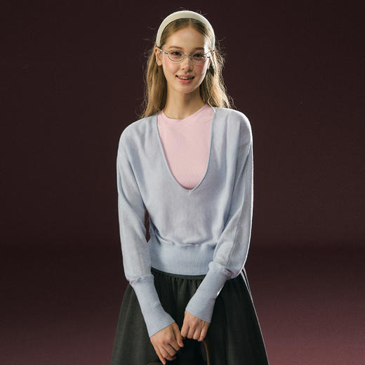 Ariseism 美式复古设计感长袖针织衫女秋冬新款毛衣内搭上衣 商品图1