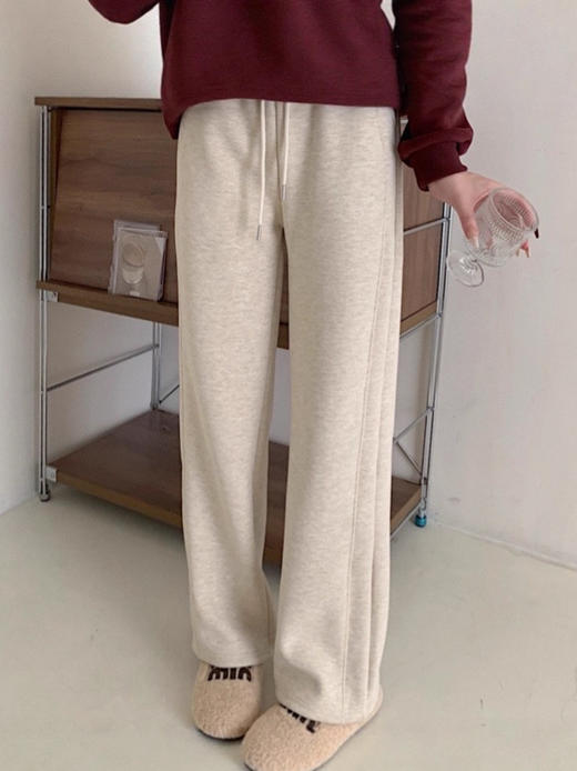 【面料新升级加绒❗️修饰腿型显高显瘦】秋冬暖小艾9019羊羔绒糯米裤阔腿裤加绒加厚垂感直筒裤显瘦休闲裤。jb 商品图0