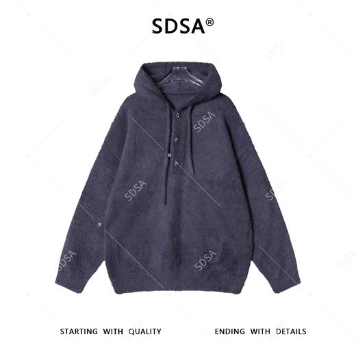 2466SDSA男士秋冬新款痞帅男装慵懒风绒毛半纽扣连帽毛衣百搭时尚宽松 商品图1