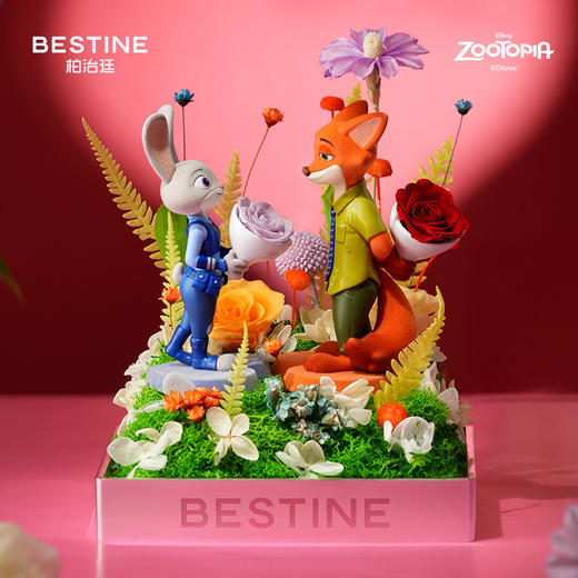 VBEINGS花语 迪士尼疯狂动物城朱迪尼克永生花礼盒摆件生日礼物 商品图1