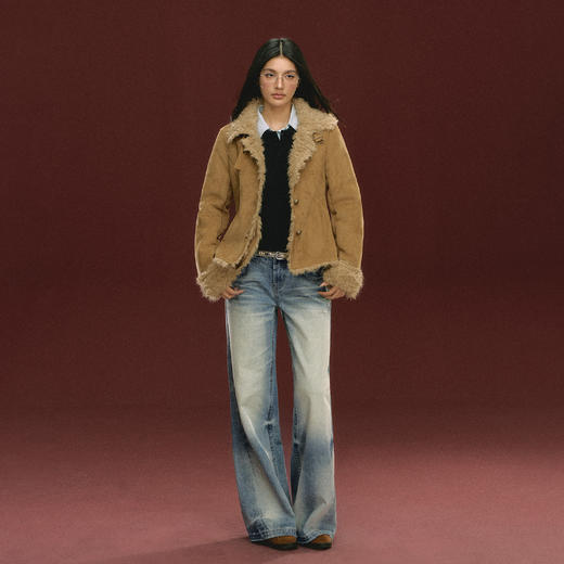 Ariseism 美式复古设计感皮毛一体短外套女秋冬新款 商品图3