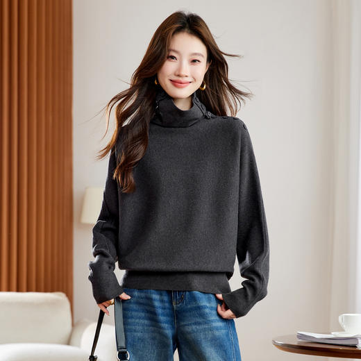 高级感堆堆领毛衣，宽松内搭好看打底衫CC-QL-8960 商品图2