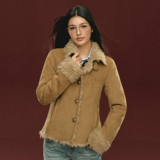 Ariseism 美式复古设计感皮毛一体短外套女秋冬新款 商品图0