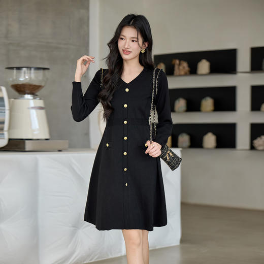 奢姿2025大码女装胖妹妹针织连衣裙秋冬款遮肉小香风毛衣中长裙子9854870535 商品图2