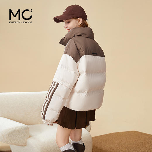 mc2撞色织带短款羽绒服女2023新款冬装立领美式复古运动风面包服 商品图2