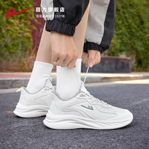 回力男鞋冬季学生青少年防泼水休闲鞋子加绒皮面运动鞋软底跑步鞋 商品图4