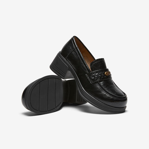 【云粉节】BF楼百思图2026春季新款厚底粗跟乐福鞋小皮鞋女深口单鞋BV251AA6吊牌价799.现价439 商品图4