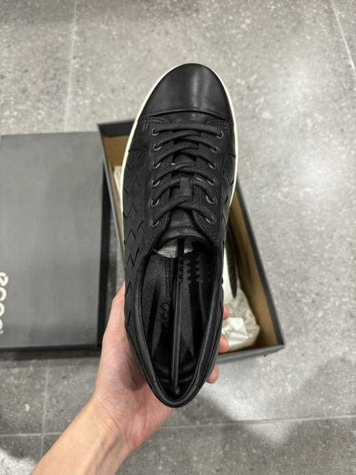 正品ecco爱步 编织系带休闲 低帮 时尚板鞋 黑色 尺码41 全新原盒0529 商品图3