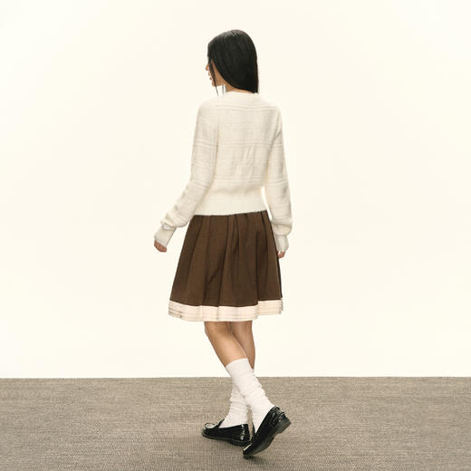 Ariseism 美式复古设计感圆领拉链开衫毛衣女秋冬新款修身上衣 商品图2