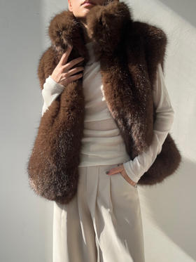 Running Closet｜环保毛高领拉链马甲 [ 深咖 仿皮草 ] 【LCM】