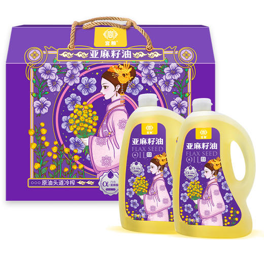 宫粮一级冷榨亚麻籽油礼盒2L*2瓶 商品图4