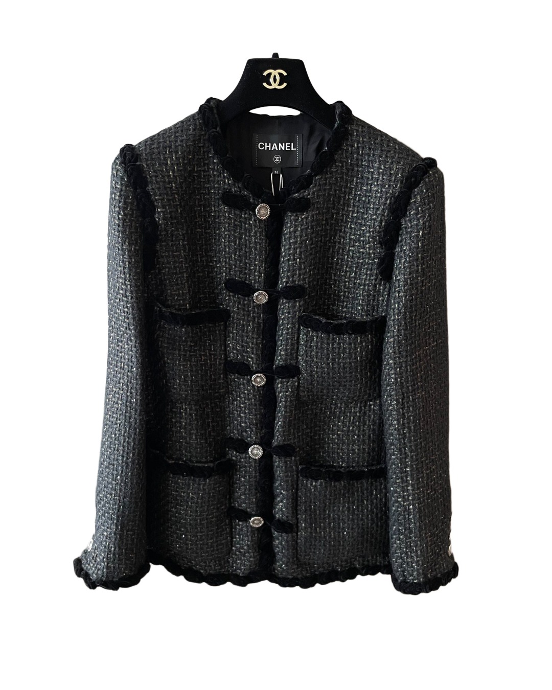 女款手工缝制口袋盘扣外套he025