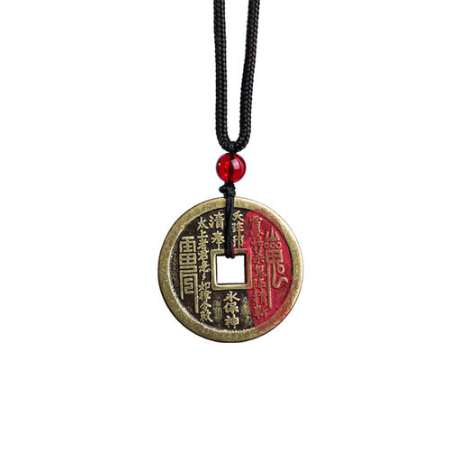 朱砂山贵花钱红底蛟龙花钱男女同款国风吊坠挂件饰品 商品图3