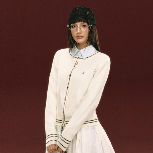 Ariseism 美式复古设计感针织开衫毛衣女秋冬新款修身上衣 商品图0