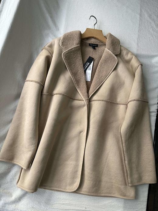 贝壳三 气质通勤翻领内里加绒外套仿羊羔毛保暖拼接夹克C120522 商品图0