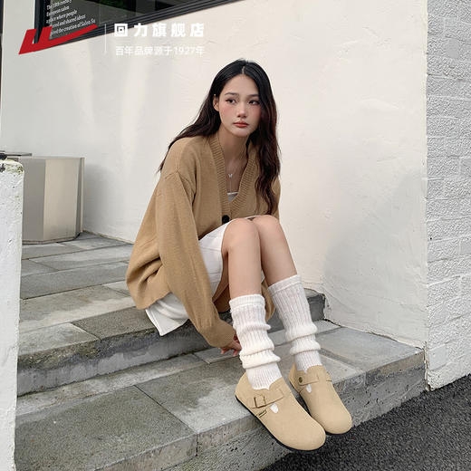 回力加绒勃肯鞋女鞋2025冬季新款毛绒棉鞋一脚蹬毛毛鞋雪地靴鞋子 商品图4