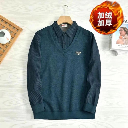 加绒加厚！谱拉达秋冬季新款加绒加厚毛衣假两件 商品图4
