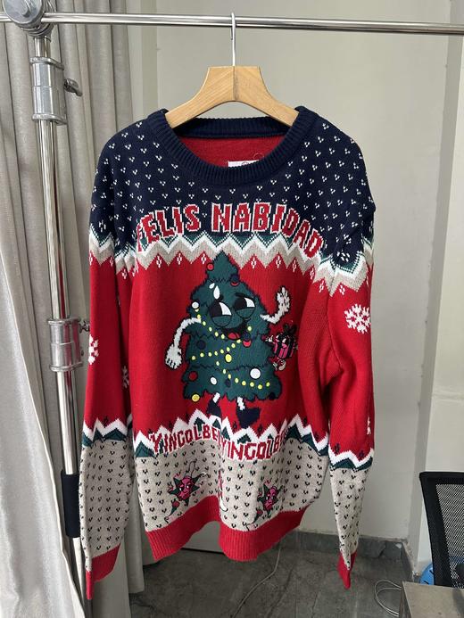 贝壳三 氛围感圆领提花针织衫女圣诞节卡通套头打底毛衣C120530 商品图1