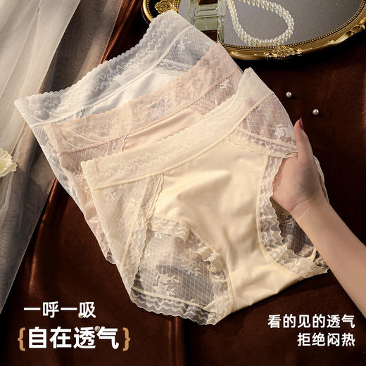 【3条装】雅黛俪女士内裤轻薄蕾丝高腰收腹提臀三角裤性感蕾丝裤头 商品图6