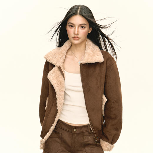 Ariseism 美式复古设计感皮毛一体短外套女冬季新款 商品图2
