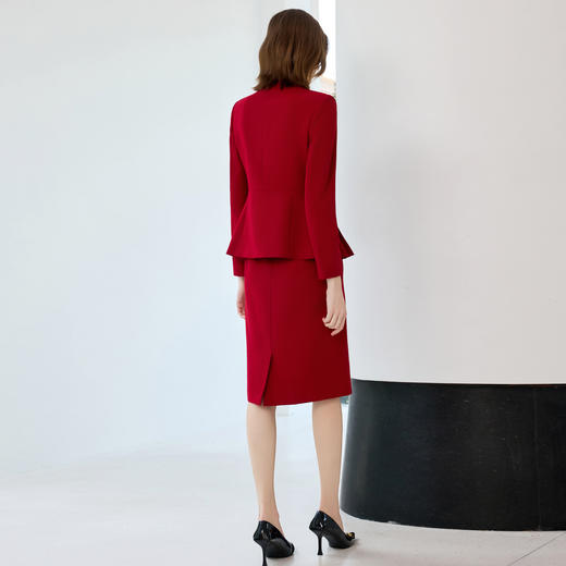 IWY/红色西装套裙女秋冬长袖职业通勤气质套装高端宴会工作服25CS830 商品图5
