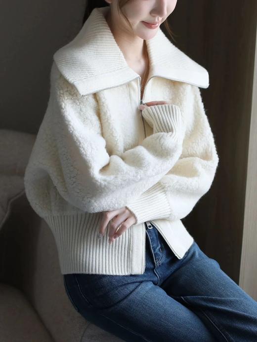 【米麻薯全羊毛加厚翻领开衫】可穿至140斤~独特圈圈纱工艺➕客供澳洲进口100%美丽诺羊毛，更轻盈更柔软~上身慵懒随性，百搭不挑人WD 商品图1