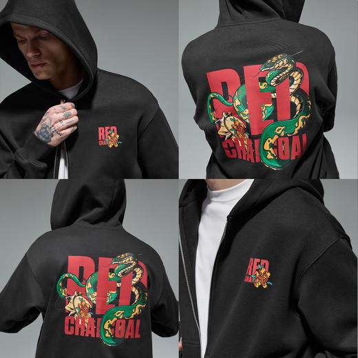 REDCHARCOAL 红炭白色老鼠印花开衫连帽卫衣男秋新款潮牌男士外套 商品图11