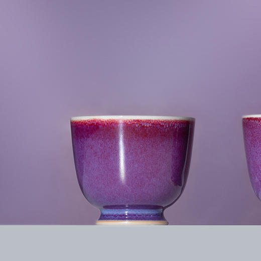 问鼎钧瓷梦鼎鹅黄青花精工款紫烟杯(桃实) 商品图4