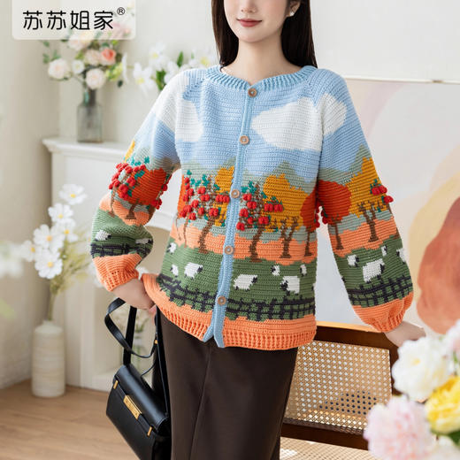 苏苏姐家苹果园开衫手工diy钩针编织衣服4股棉毛线团自制材料包 商品图1
