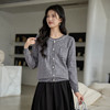 奢姿大码女装2025冬季时尚钻饰圆领针织开衫胖妹妹气质减龄上衣9854670277 商品缩略图1