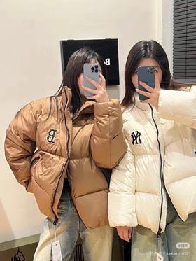 MLB明星同款 纯色短款面包羽绒服