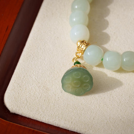 ²【安然水晶】和田玉黄口料青绿渐变古珠系列手串-LS-420（适合鼠/兔/猪生肖佩戴）（48小时鉴赏期）HM02-CRMM-ARSJ 商品图4