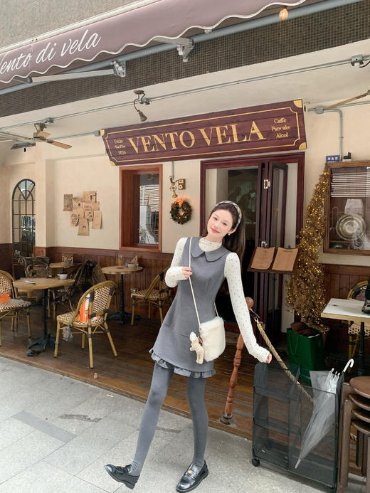 <曾小咸推荐> 现货秒杀！微信超特价！灰色娃娃领背心连衣裙 日常209.99 立减110 秒杀99.99！ 商品图7