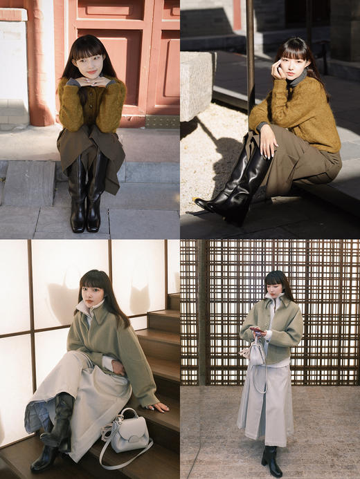 HIDEMI 进口意大利头层牛皮方圆头粗5cm中跟靴骑士靴高筒长靴 商品图7