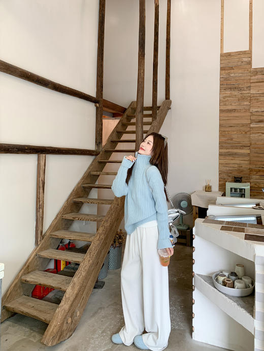 【169元任选2件】现货！浅蓝色半拉链毛针织 商品图9