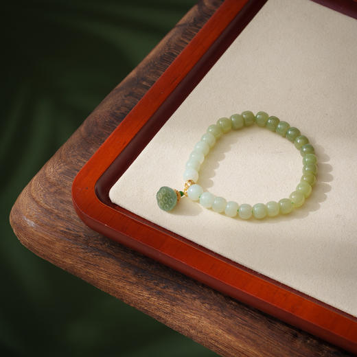 ²【安然水晶】和田玉黄口料青绿渐变古珠系列手串-LS-420（适合鼠/兔/猪生肖佩戴）（48小时鉴赏期）HM02-CRMM-ARSJ 商品图3