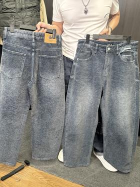 深蓝高腰阔腿牛仔裤显瘦百搭休闲长裤