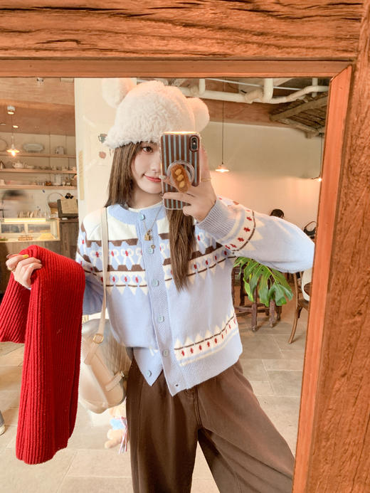 【169元任选2件】现货！蓝色费尔岛毛衣开衫 商品图5