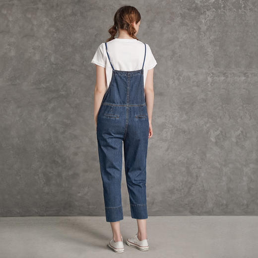Famecoco范可儿高腰牛仔背带裤纯棉可调节肩带减龄九分牛仔裤F185GA129 商品图2