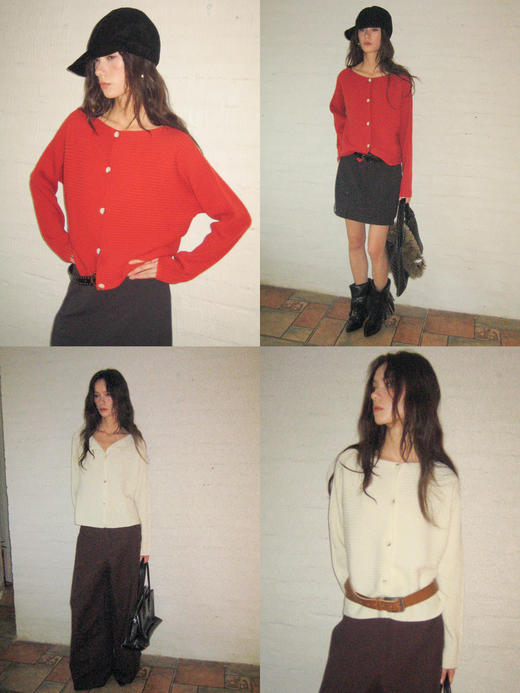 素舶 美利奴羊毛老钱正反两穿显瘦舒适亲肤坑条船领针织套衫 商品图2