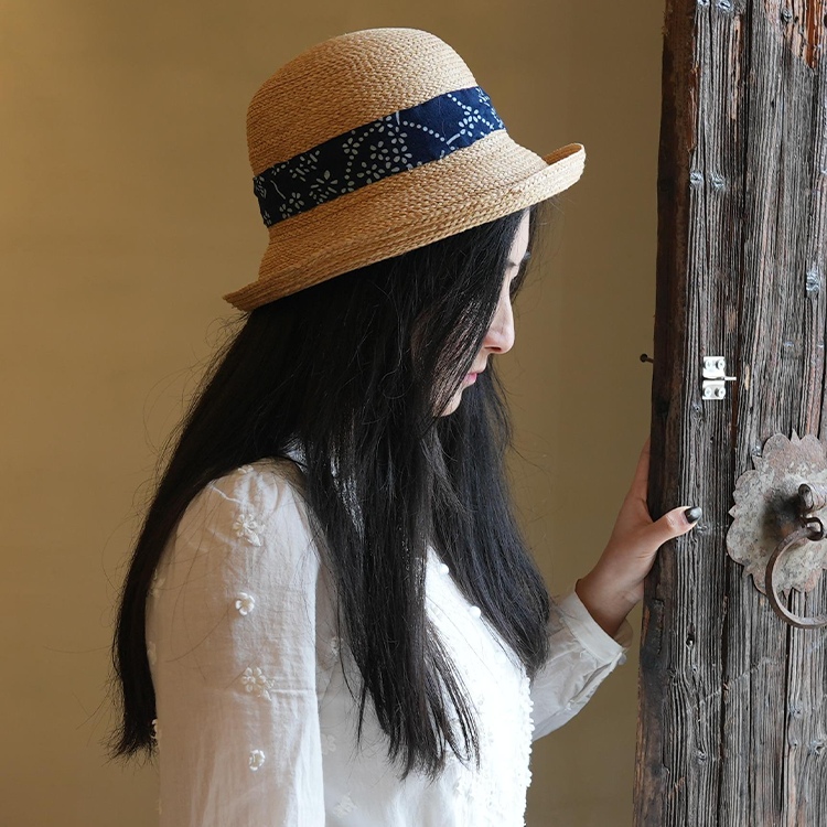 【林栖设计小店】东阳手工蓝印花草帽（一夜落花雨）LX1125002