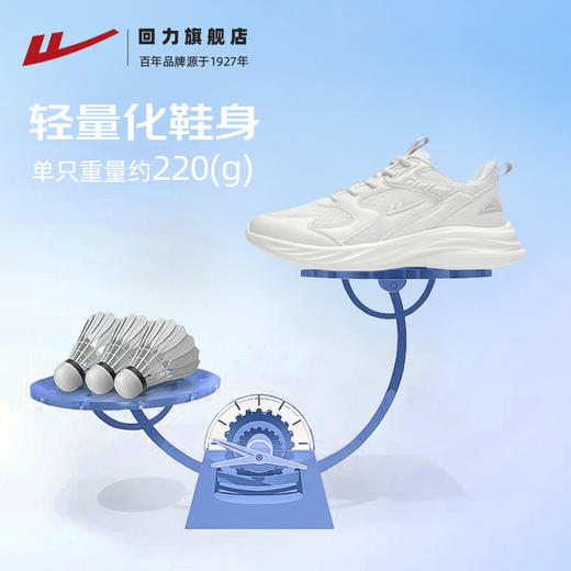 回力运动鞋女鞋秋季透气新款网面软底减震白色跑鞋轻便学生跑步鞋 商品图2
