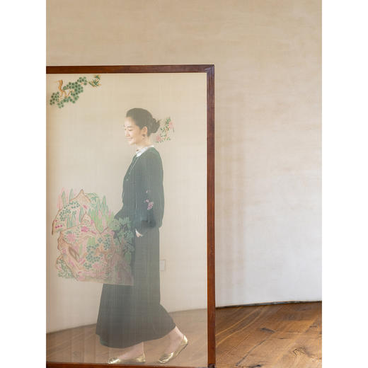 牧衣游原创 丝绒手工刺绣连衣裙新款宽松气质圆领中式长裙 月谣 商品图1