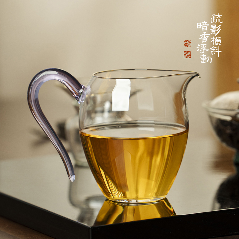 暗香疏影/晶彩郁文匀杯食品级高硼硅玻璃大号茶海功夫茶具配件高档茶杯分茶器