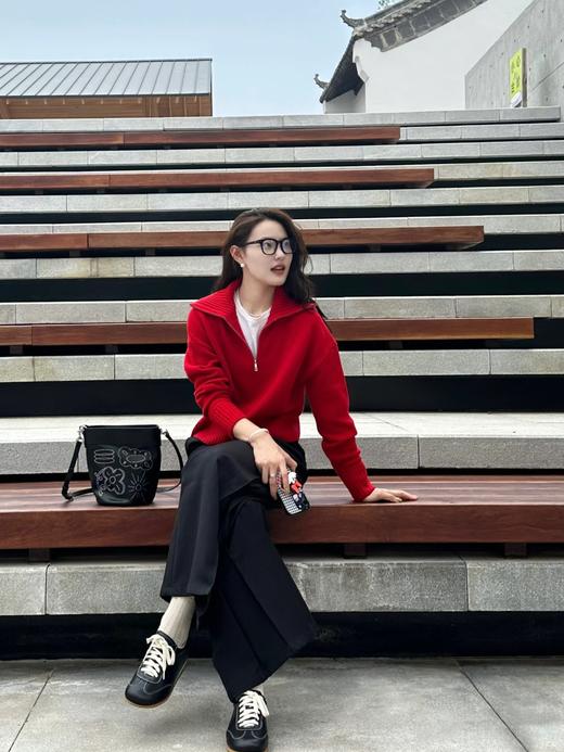 二店y 【JS3699138】圣诞新年战衣~小禾家 ，半拉链翻领加厚羊毛针织衫套头毛衣 商品图10