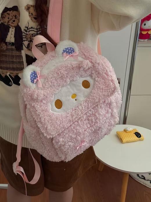 【YW】无忧购新款甜美白耳蝴蝶结小羊可爱双肩包大容量包盖卡通背包（截单后3-5天发货) 商品图4